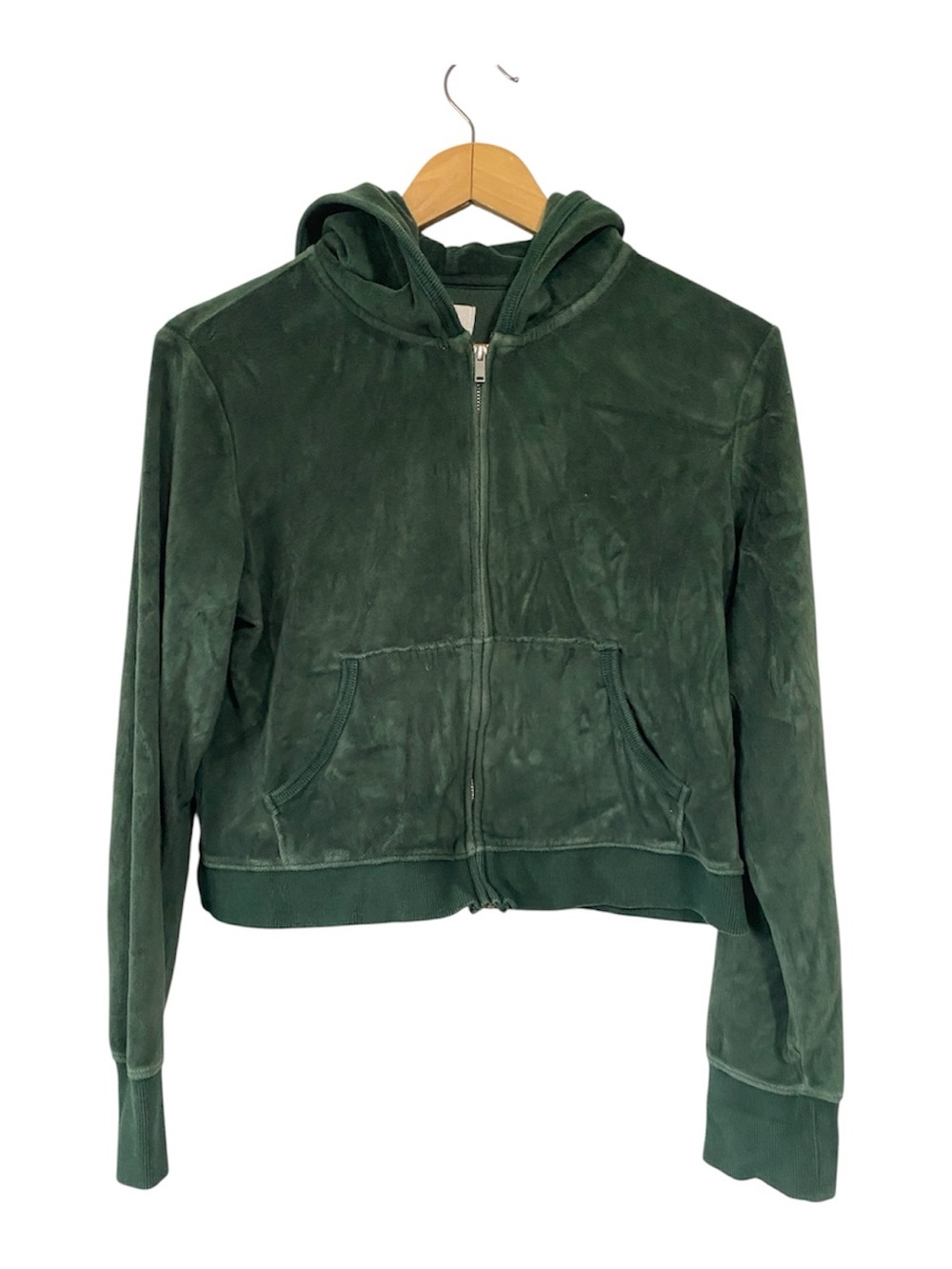 AE Aerie valour full zip cropped hoodie sweatshirt green sz Medium